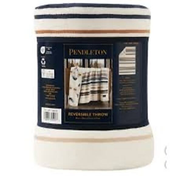 Pendleton Savanna Stripe Plush Reversible Throw Blanket 50x70 NWT Cozy Heritage - Picture 2 of 7